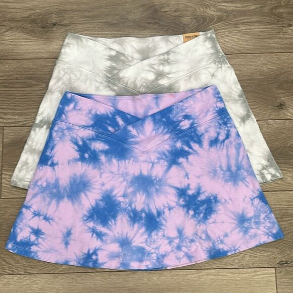 PINK By VS High Waist V Cross Over Active Skirts Tie Dye Gray Purple Size XXL - Picture 1 of 12
